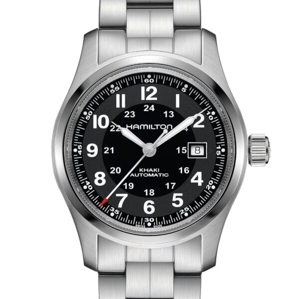 Reloj Hamilton Khaki Field Auto H70515137 caja de acero inoxidable de 42 milímetros esfera negra cristal de zafiro resis