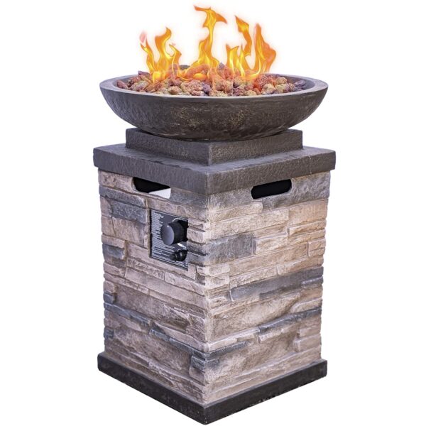 Cuenco de Fuego a Gas Bond Newcastle 63172 Piedra Natural 40000 BTU Redondo Envirostone