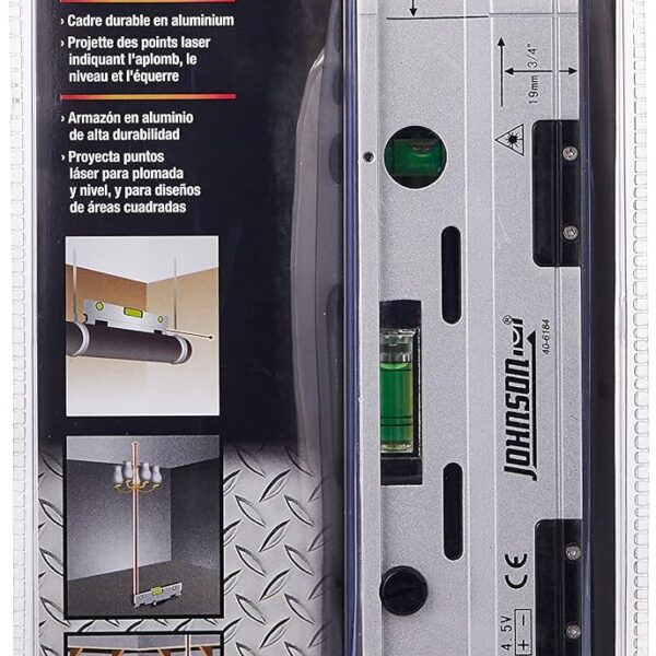 Johnson Level & Tool 40-6184 - Nivel láser de torpedo magnético, color plateado y negro, 1 nivel láser