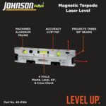 Johnson Level & Tool 40-6184 - Nivel láser de torpedo magnético, color plateado y negro, 1 nivel láser