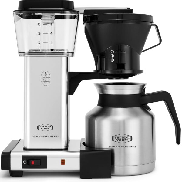 Moccamaster 79212 KBTS Cafetera de color plateado pulido, con jarra térmica, rinde 8 tazas