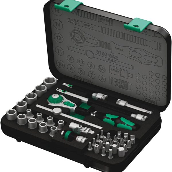 Wera 8100 SA 2 Zyklop conjunto de trinquetes métricos de 1/4 pulgadas, 42 piezas