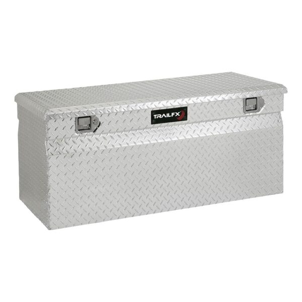 Trailfx Caja de herramientas con una sola tapa con puntales, banda de rodadura de diamante pulido de calibre 16, capacid