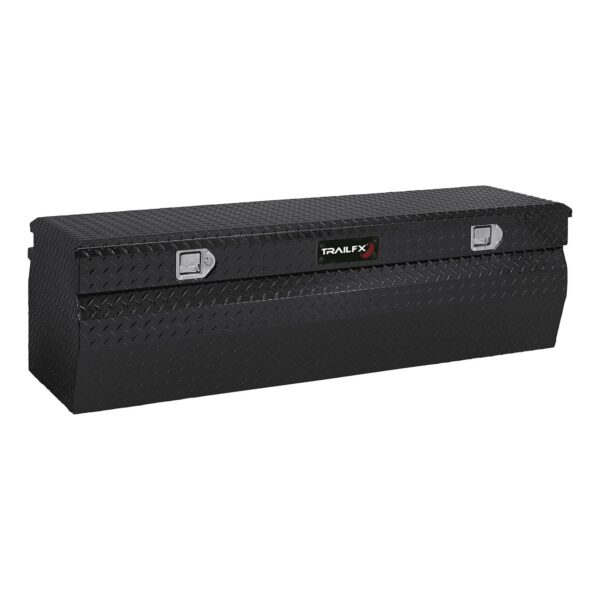 TrailFX Caja de herramientas de una sola tapa con puntales Recubierto de polvo negro brillante con banda de rodadura de