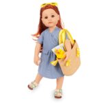 Muñeca Gotz Hannah Little Duck 19.5 pulgadas Articulada Vestido Azul Sombrero Bolsa Lentes Florales Pato de Hule Cabello