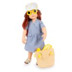Muñeca Gotz Hannah Little Duck 19.5 pulgadas Articulada Vestido Azul Sombrero Bolsa Lentes Florales Pato de Hule Cabello