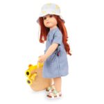 Muñeca Gotz Hannah Little Duck 19.5 pulgadas Articulada Vestido Azul Sombrero Bolsa Lentes Florales Pato de Hule Cabello