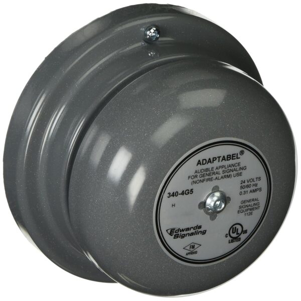 Campana vibratoria, continua, 24 V CA, 88 dB, acero, montaje en superficie, 4.5 in de diámetro, interior/exterior - 1 un