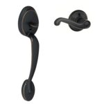 SCHLAGE Plymouth Manija de entrada delantera Flair con palanca interior para mano derecha (bronce envejecido) FE285 PLY