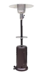 Calentador de Patio AZ Patio Heaters HLDS01-WCGT 48000 BTU Bronce Martillado Poste Único con Mesa Ajustable