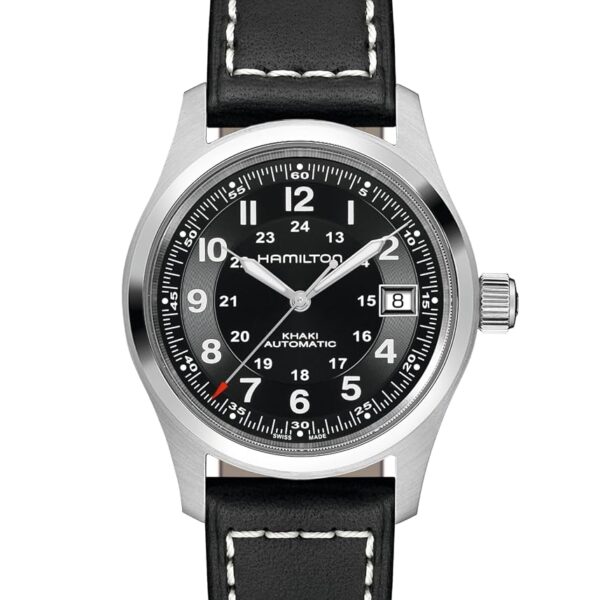 Reloj de pulsera Hamilton Khaki Field Auto H70455733 para hombre caja de acero inoxidable 38 milímetros esfera negra cor