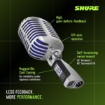 Shure Super 55 Deluxe Micrófono para voz - Micrófono dinámico supercardioide vintage Unidyne de aspecto icónico, sonido