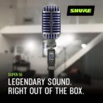Shure Super 55 Deluxe Micrófono para voz - Micrófono dinámico supercardioide vintage Unidyne de aspecto icónico, sonido