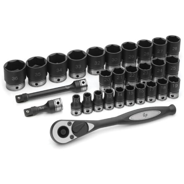Juego de Llaves Métricas de Doble Zócalo Grey Pneumatic 82629M 1/2 Pulgada 29 Piezas 6 Puntos Acero de Alto Carbono