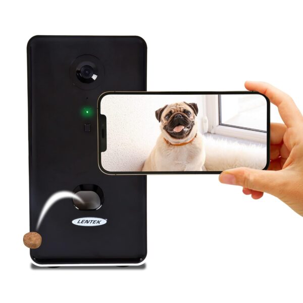 Dispensador de Golosinas para Mascotas Koolatron PT01 con Cámara HD WiFi Audio de 2 Vías Capacidad 10 Onzas