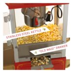 Funtime FT860CR - Palomitas de maíz de aceite caliente antiguo estilo carnaval, 8 onzas con carrito, color rojo