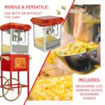 Funtime FT860CR - Palomitas de maíz de aceite caliente antiguo estilo carnaval, 8 onzas con carrito, color rojo