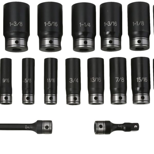 Grey Pneumatic 82622D Juego de llaves fraccionarias de 22 piezas de 1/2" de longitud profunda - 6 P