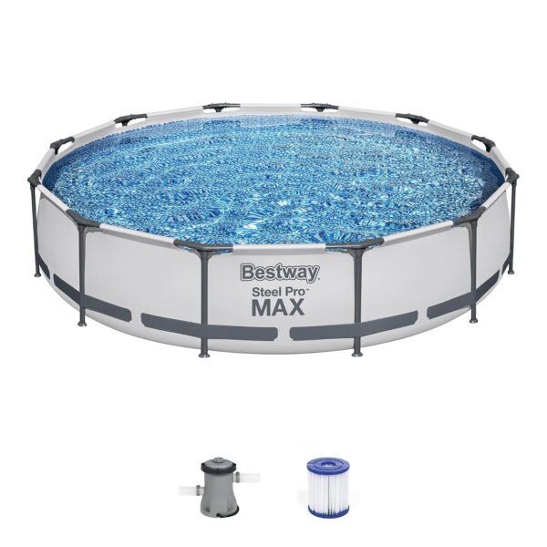 Piscina Bestway Steel Pro MAX 12 pies x 30 pulgadas Redonda Gris