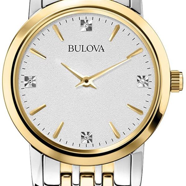 Reloj Bulova Clásico para Mujer 98P115 Acero Inoxidable Bicolor con Diamantes Cristal Mineral 27 milímetros