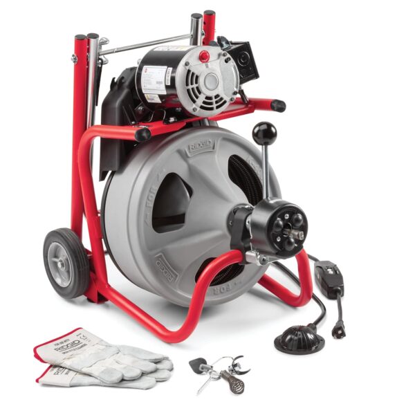 RIDGID 26998 Modelo K-400 Kit de Máquina de Tambor de Limpieza de Drenaje de 120 Voltios con Cable C-45IW de 1/2" x 75',