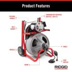 RIDGID 26998 Modelo K-400 Kit de Máquina de Tambor de Limpieza de Drenaje de 120 Voltios con Cable C-45IW de 1/2" x 75',