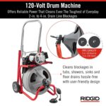 RIDGID 26998 Modelo K-400 Kit de Máquina de Tambor de Limpieza de Drenaje de 120 Voltios con Cable C-45IW de 1/2" x 75',