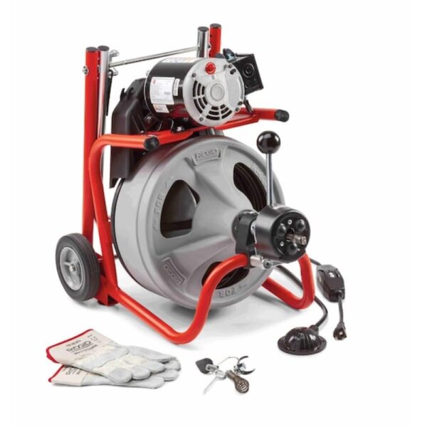 RIDGID K-400 Kit de máquina de tambor de limpieza de drenaje de 115 voltios con control AUTOFEED y cable C-32IW 3/8" x 7