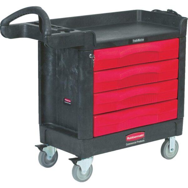 Rubbermaid Commercial Products TradeMaster - Carrito de almacenamiento de herramientas, 4 cajones, capacidad de 500 libr