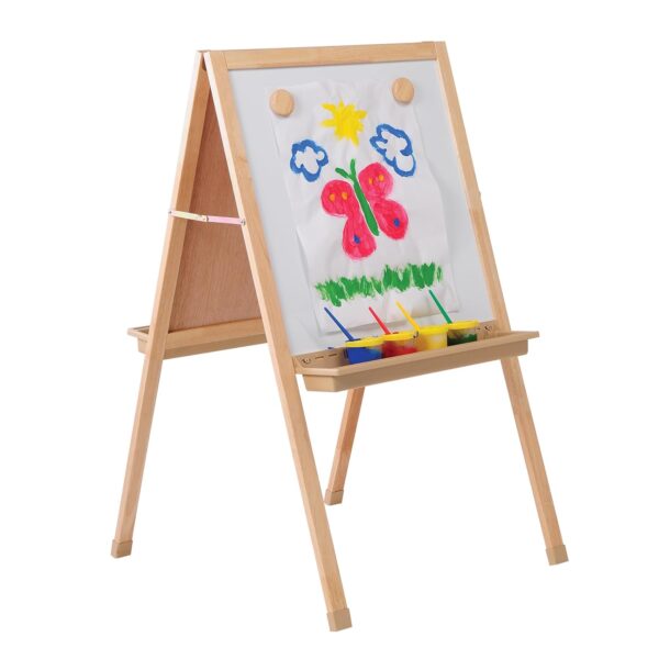 Caballete de Madera Dura US Toy Constructive Playthings MTC-82 Doble Cara Pizarra de Tiza y Pizarra Blanca Magnética Col