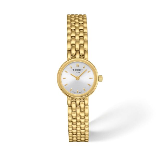 Reloj de vestir Tissot T-Trend T0580093303100 mujer acero inoxidable oro amarillo esfera plateada movimiento de cuarzo s