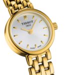 Reloj de vestir Tissot T-Trend T0580093303100 mujer acero inoxidable oro amarillo esfera plateada movimiento de cuarzo s