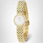 Reloj de vestir Tissot T-Trend T0580093303100 mujer acero inoxidable oro amarillo esfera plateada movimiento de cuarzo s