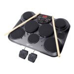 Juego de batería digital de mesa electrónico Pyle, kit compacto y portátil de almohadillas táctiles con 8 pads y pedales