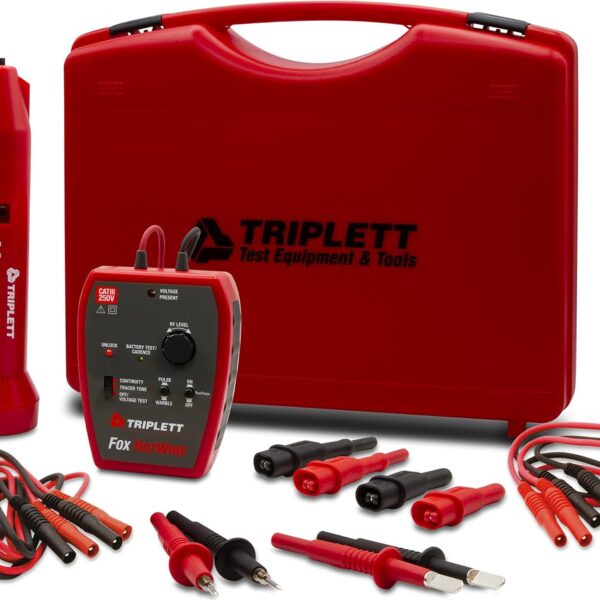 Triplett 3388 Fox & Hound HotWire Kit de Rastreo de Cables con Sonda y Tono de Cable Vivo con Sensibilidad Ajustable - R