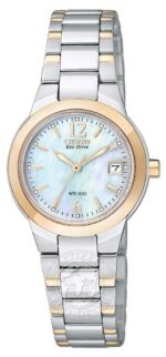 Reloj Citizen Eco-Drive Mujer EW1676-52D Acero Inoxidable Bicolor Esfera Blanca Nácar Cristal Mineral 26 milímetros