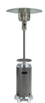 Calentador de Patio Hiland HLDS01-SSHST Propano Plata Martillada 48000 BTU con Ruedas y Mesa