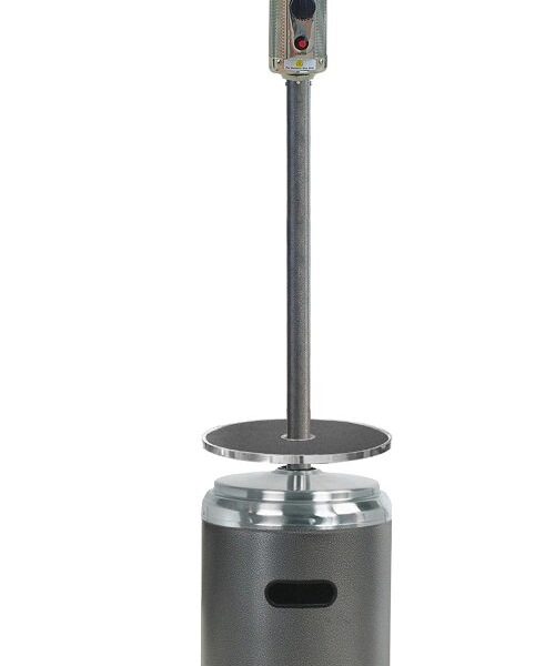 Calentador de Patio Hiland HLDS01-SSHST Propano Plata Martillada 48000 BTU con Ruedas y Mesa
