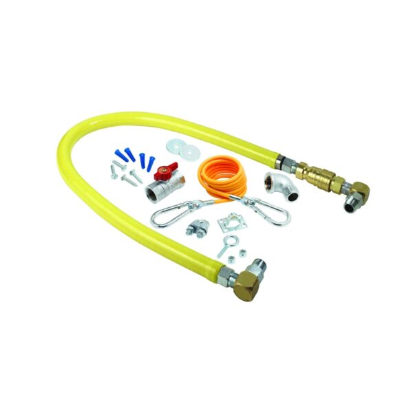 T&S Brass HG-4D-48SK Conector de manguera de gas para electrodomésticos de gas móviles. 48" de longitud con conexiones m