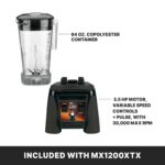 Waring Licuadora comercial MX1200XTX de 3.5 HP con controles de dial de velocidad variable y un contenedor de copoliéste