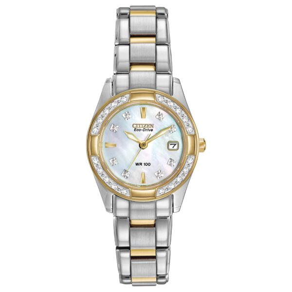 Reloj Citizen Eco-Drive EW1824-57D Acero Inoxidable Bicolor Esfera de Nácar con Diamantes