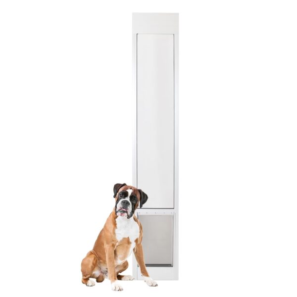 Puerta para Mascotas PetSafe Freedom PPA11-13129 Panel de Aluminio y Vidrio Deslizante Blanca Grande Ajustable 76 13/16