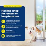 Puerta para Mascotas PetSafe Freedom PPA11-13129 Panel de Aluminio y Vidrio Deslizante Blanca Grande Ajustable 76 13/16