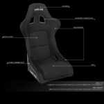 Asiento de Carreras NRG Innovations FRP-310 Tipo Bucket Respaldo Fijo Fibra de Vidrio Mediano Negro 20 Pulgadas Ancho 18