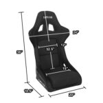 Asiento de Carreras NRG Innovations FRP-310 Tipo Bucket Respaldo Fijo Fibra de Vidrio Mediano Negro 20 Pulgadas Ancho 18
