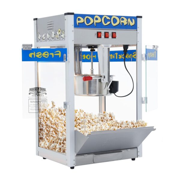 Máquina de palomitas de maíz Pop Heaven - Caldero de acero inoxidable de 12 oz, bandeja de rechazo de granos, luz de cal