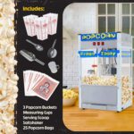 Máquina de palomitas de maíz Pop Heaven - Caldero de acero inoxidable de 12 oz, bandeja de rechazo de granos, luz de cal