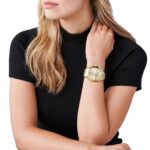 Reloj Michael Kors Bradshaw MK5605 Mujer Caja de Acero Inoxidable 42mm Esfera Dorada Cronógrafo Cuarzo