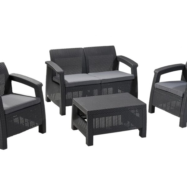 Juego de Muebles Corfú Keter 212584 4 Piezas Color Gris Carbón