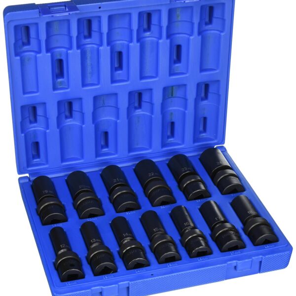 Juego de Casquillos Universales Grey Pneumatic 1313UMD 13 Piezas Profundidad Larga Sistema Métrico Acero Aleado